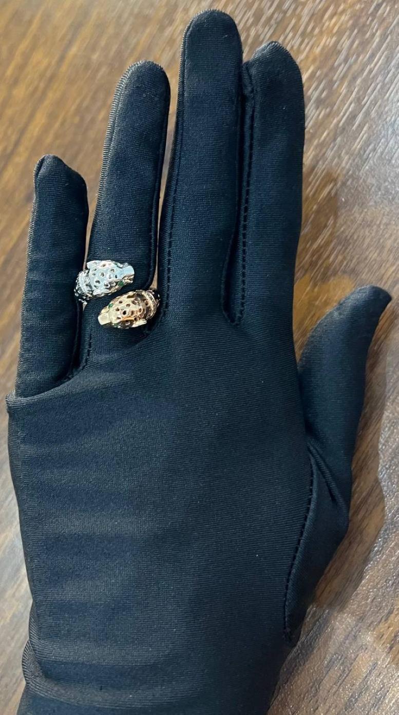 Panther Snow Leopard Double Two Toned 14K Gold Rose White Statement Animal Ring For Sale 1