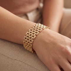 Panther Style 6 Row Bracelet 14K Yellow Gold