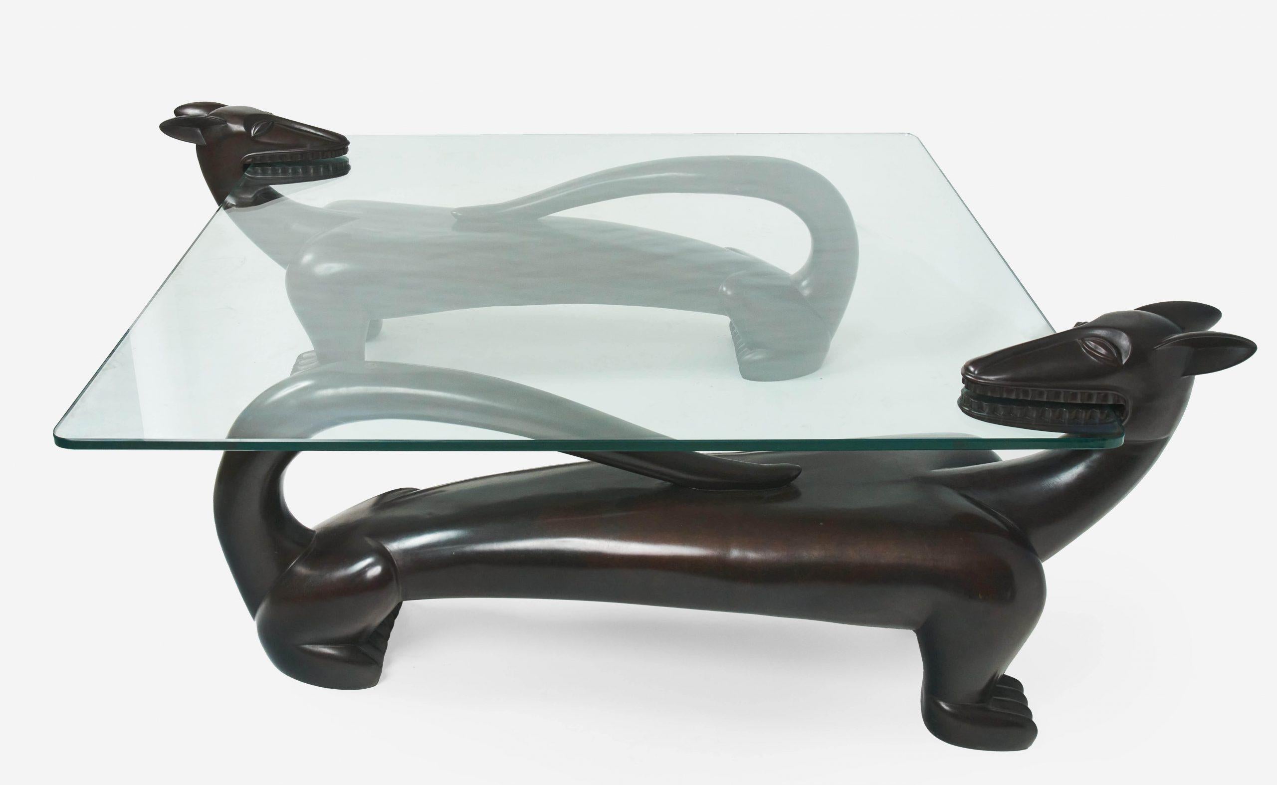 black panther glass coffee table