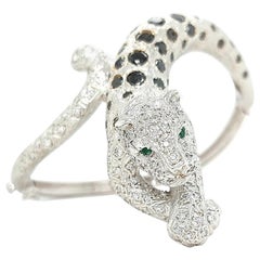 Panther/Tiger 18kt Gold Handgefertigtes Armband:: 4::85ct schwarze und weiße Diamanten
