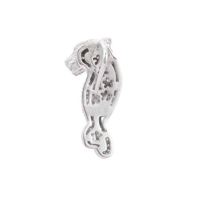 Stunning Tsavorite & Diamond Panther Pendant in 18K White Gold Fine Jewelry Gift For Sale 1
