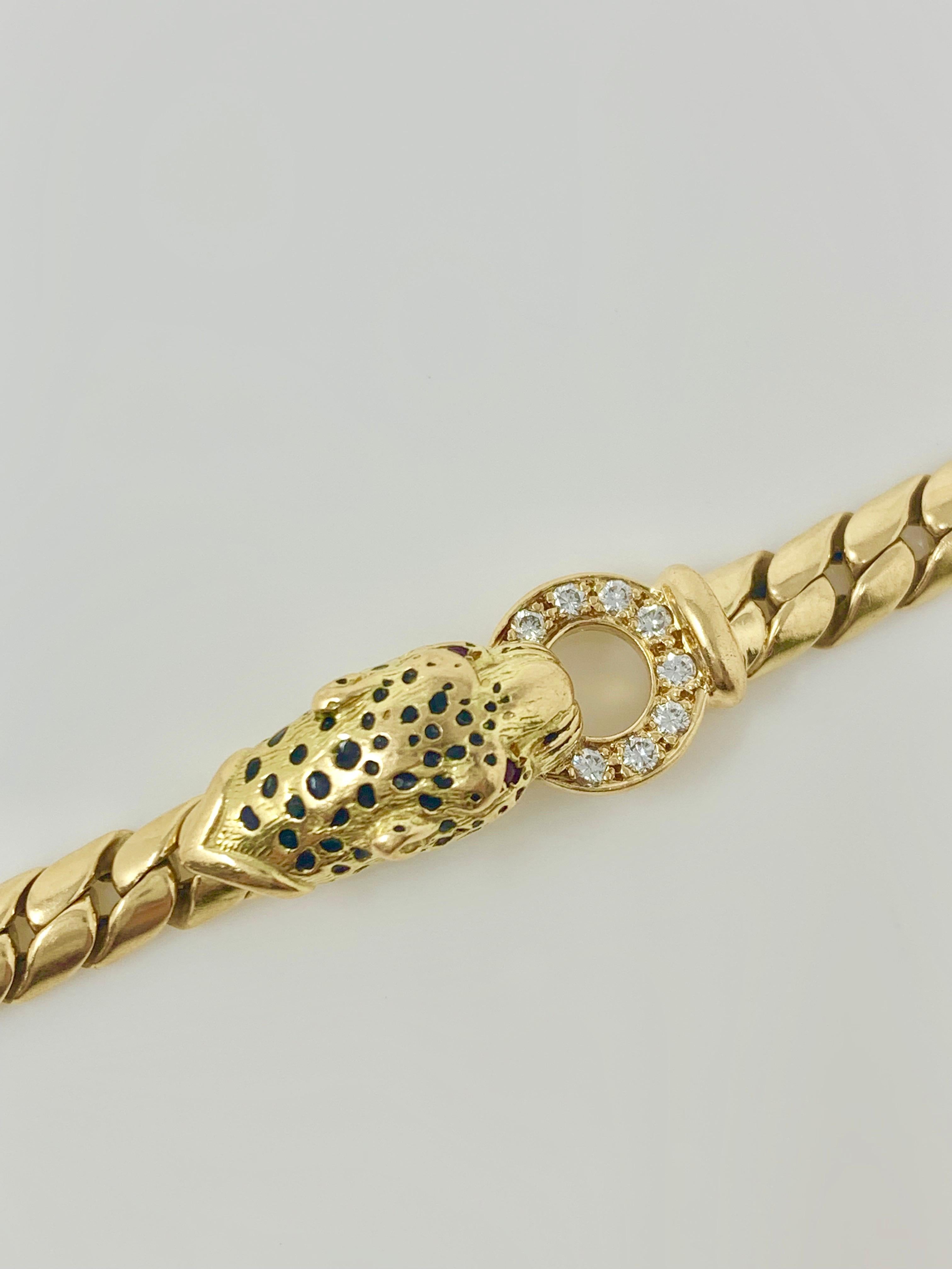 Panther White Diamond and Yellow Gold Bracelet in 18 Karat 1
