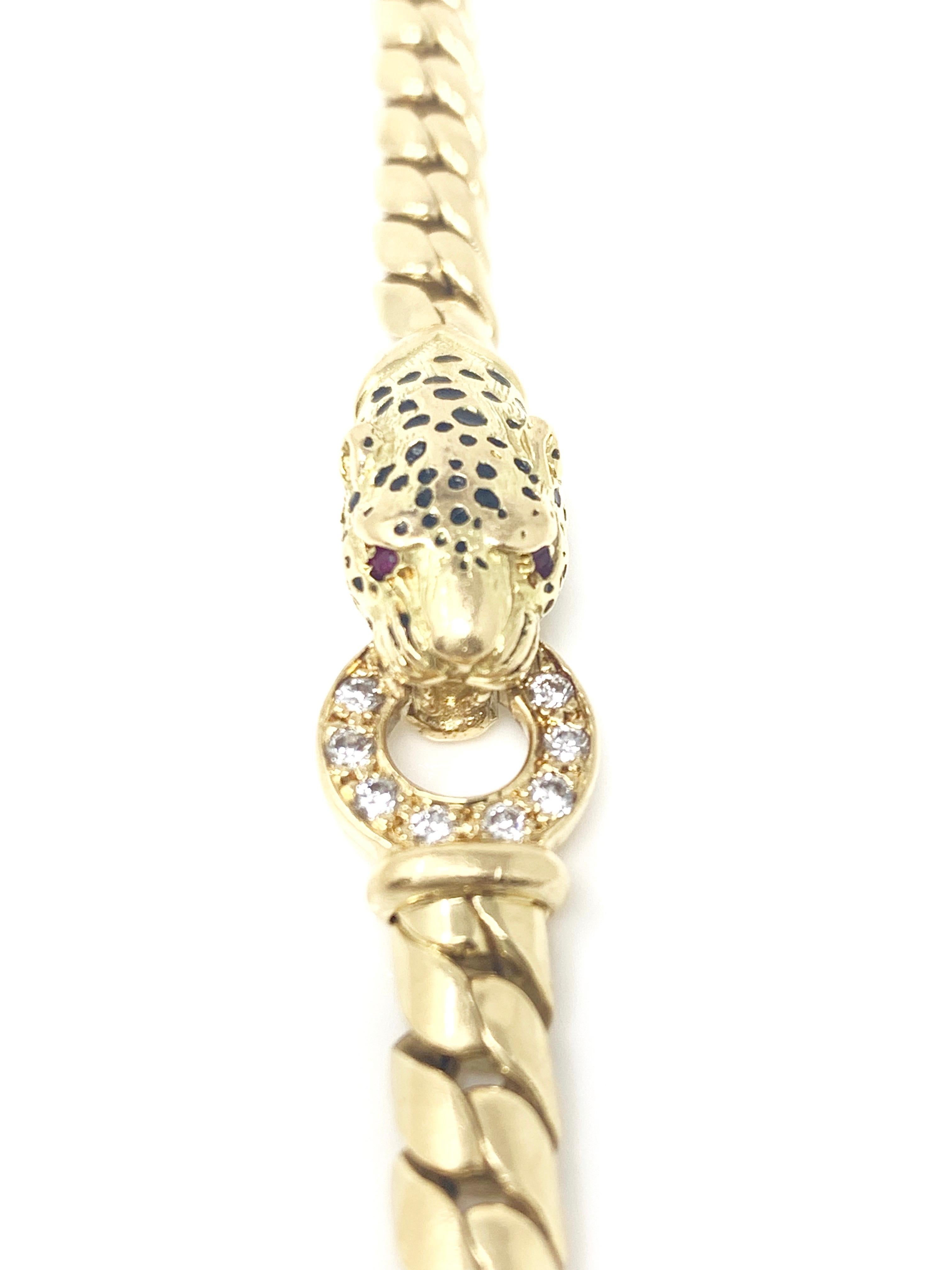 Panther White Diamond and Yellow Gold Bracelet in 18 Karat 2
