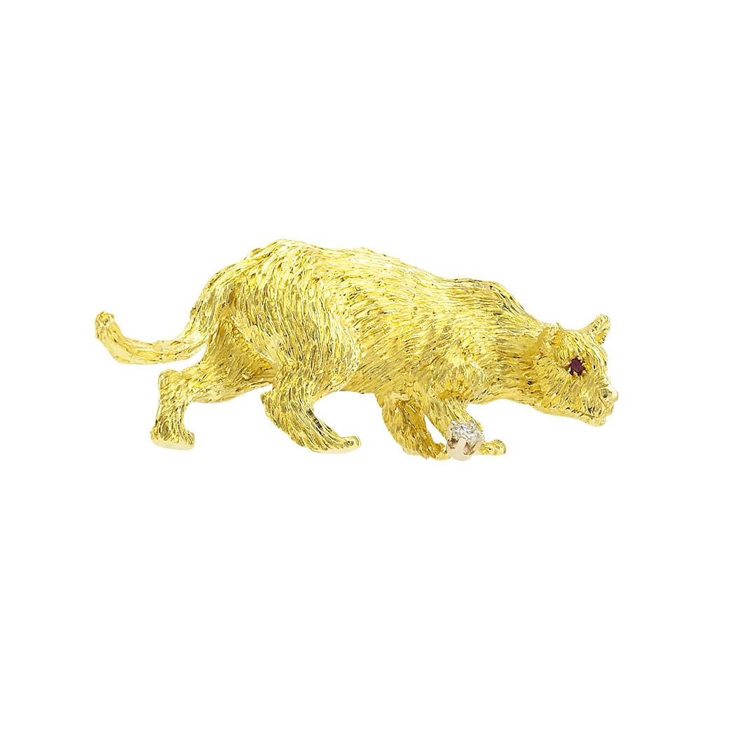 Contemporary Panther Yellow Gold Brooch