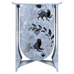 Barschrank Panthera Marqueterie mit Nickelauflage