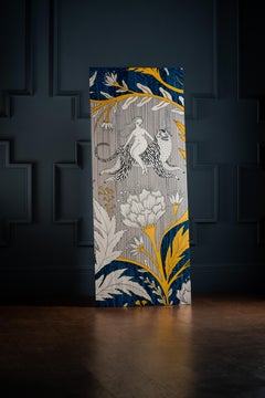 Panthera Zinnia Yellow & Blue Tiger Marquetry Wall Panel