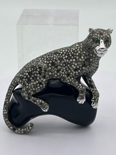Broche panthère Diamant brun de 5,53 carats Diamant noir de 1,5 carat