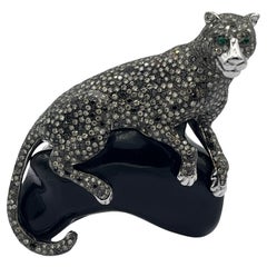 Pantherbrooch Diamante marrón de 5,53 quilates Diamante negro de 1,5 quilates