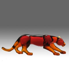 Limited Edition Contemporary Pate de Verre Glass "Panthère" by Daum Glass