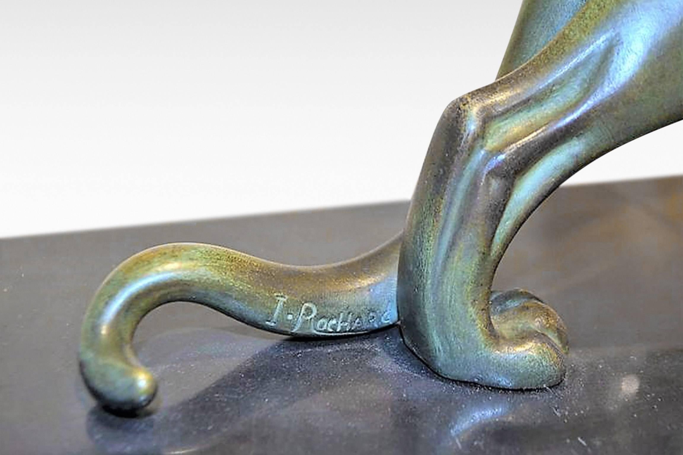 20th Century 'Panthere' by Irenee Rene Rochard, an Original Art Deco Bronze Sculpture For Sale