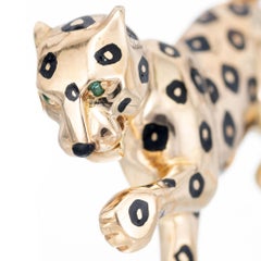 Panthere de Cartier .03 Carat Emerald Yellow Gold Brooch