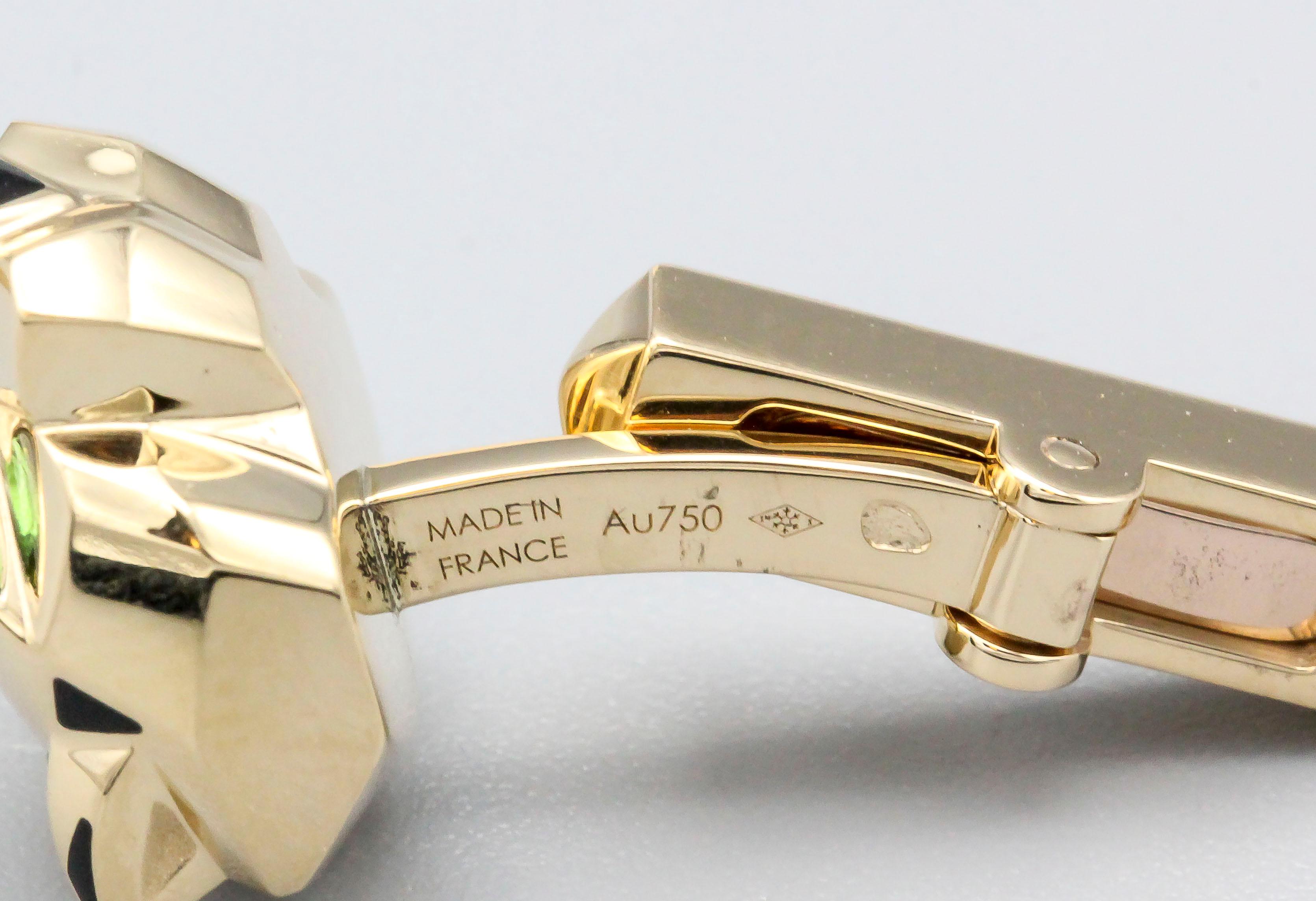 Marquise Cut Panthère De Cartier 18 Karat Gold Cufflinks