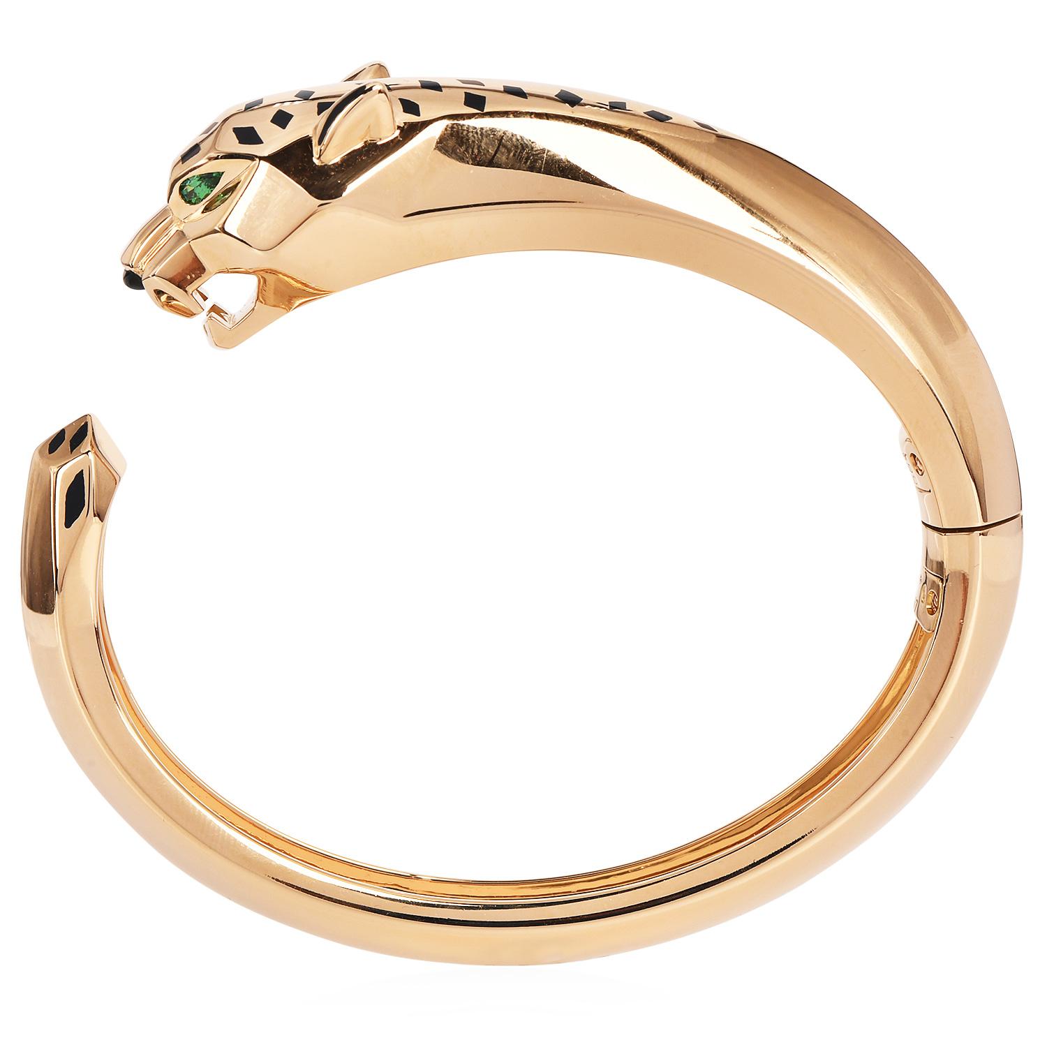Moderne Bracelet manchette en or 18K Panthère de Cartier Taille 17 en vente
