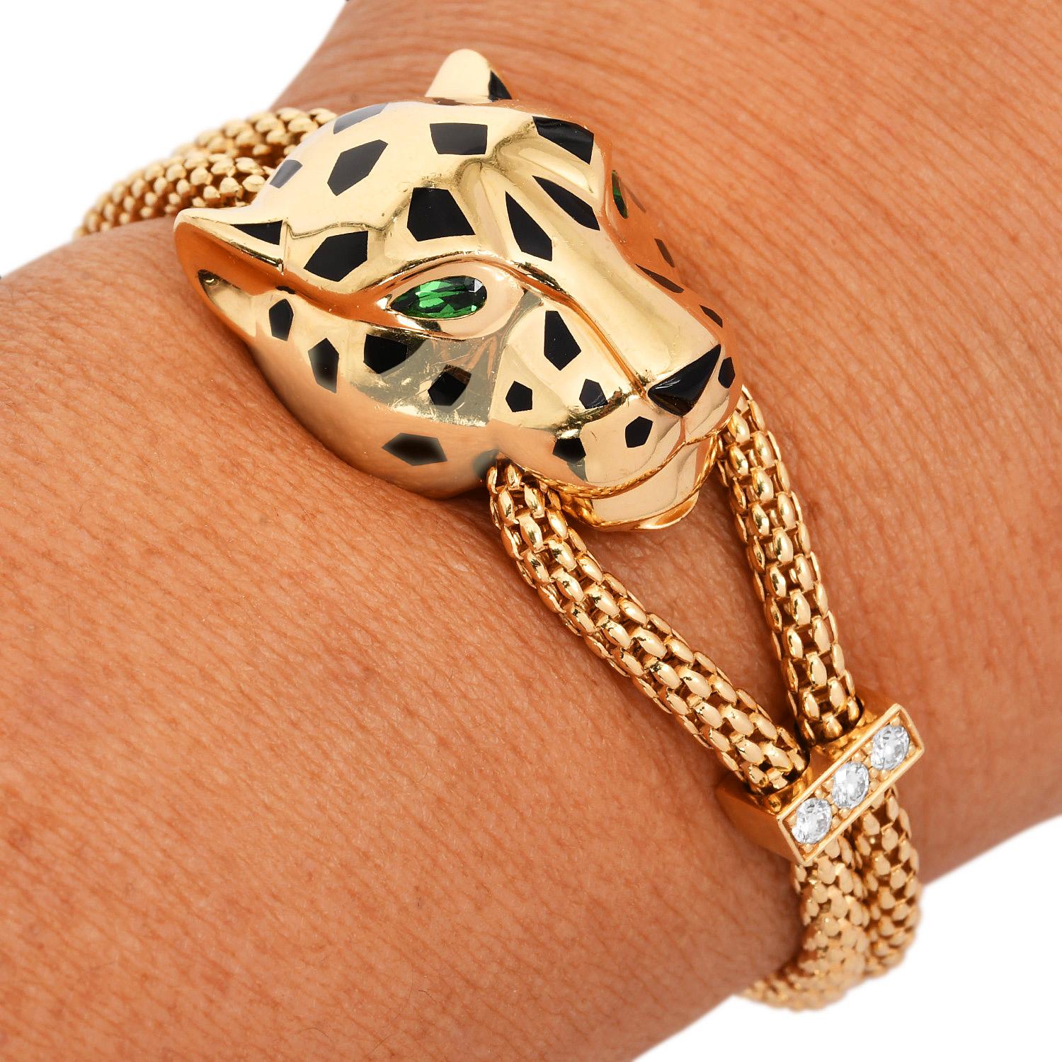 Panthère de Cartier 18K Yellow Gold Chain Bracelet For Sale 4