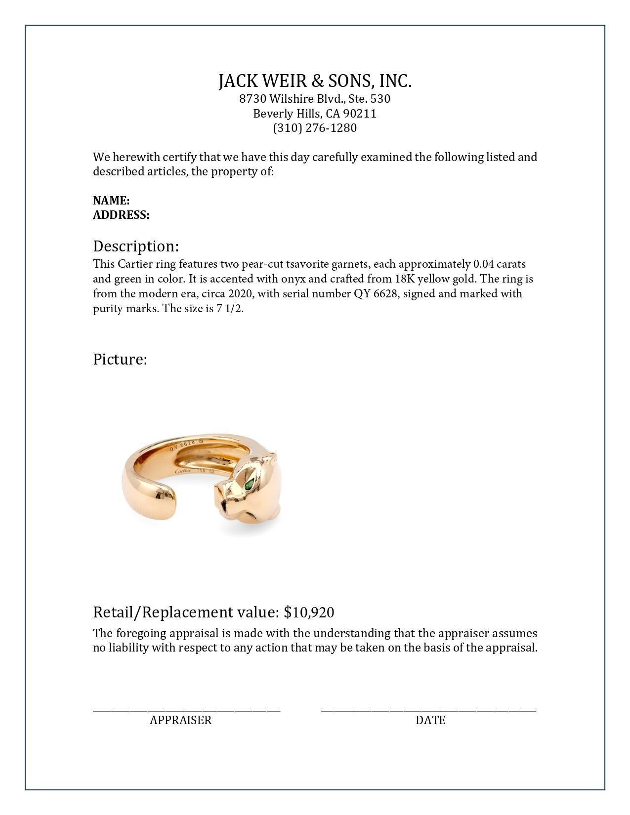 Panthère de Cartier 18K Gelbgold Ring im Zustand „Hervorragend“ in Beverly Hills, CA