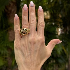Anello Panthère de Cartier in lacca nera con granato di tsavorite in oro giallo 18 carati 51