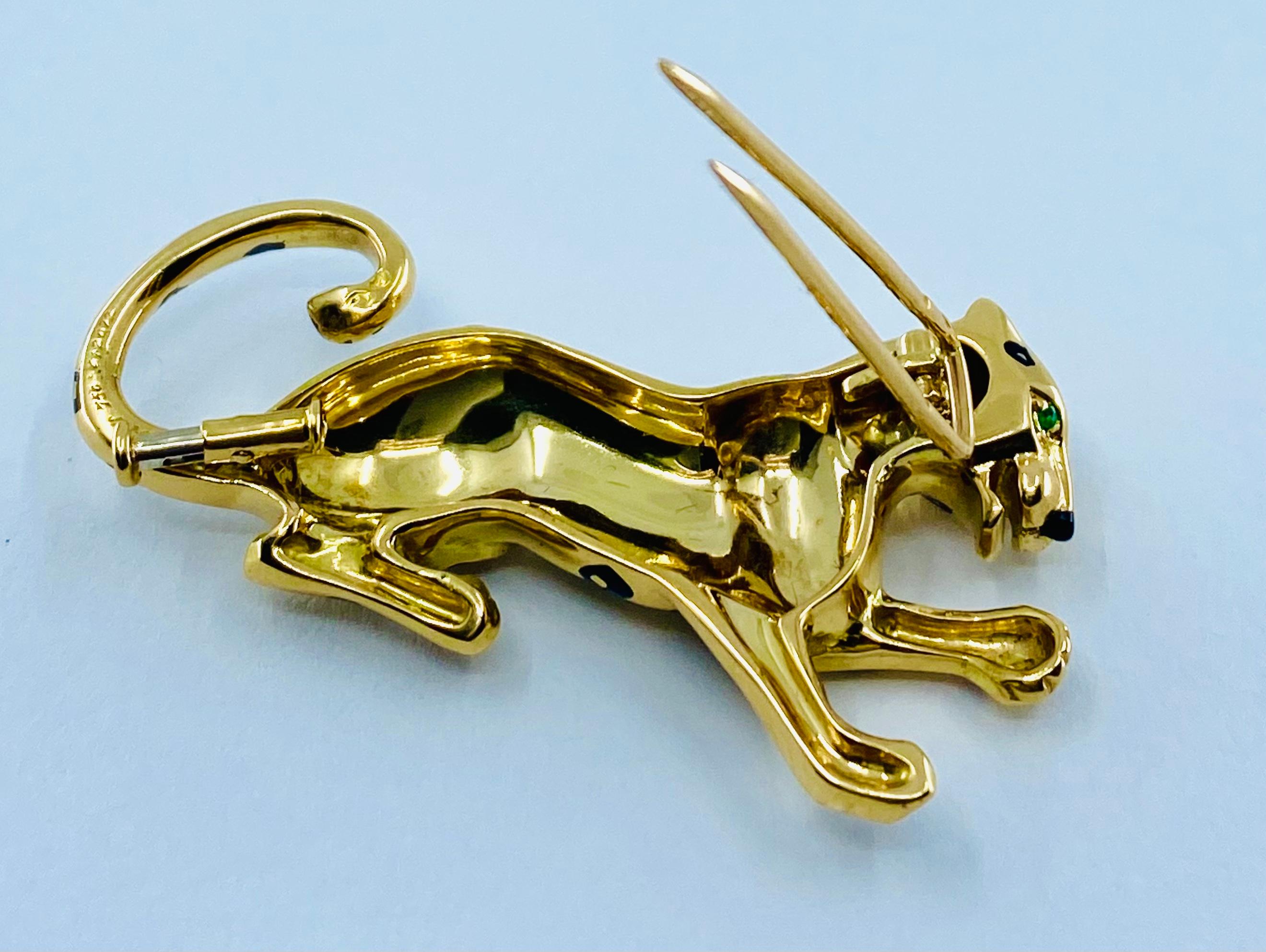 Panthere De Cartier Brooch Enamel Gold  1