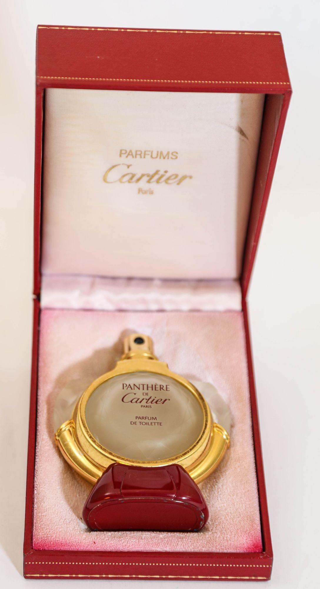 French Panthere de Cartier Collectible Vintage Perfume Bottle in original Box Art Deco For Sale