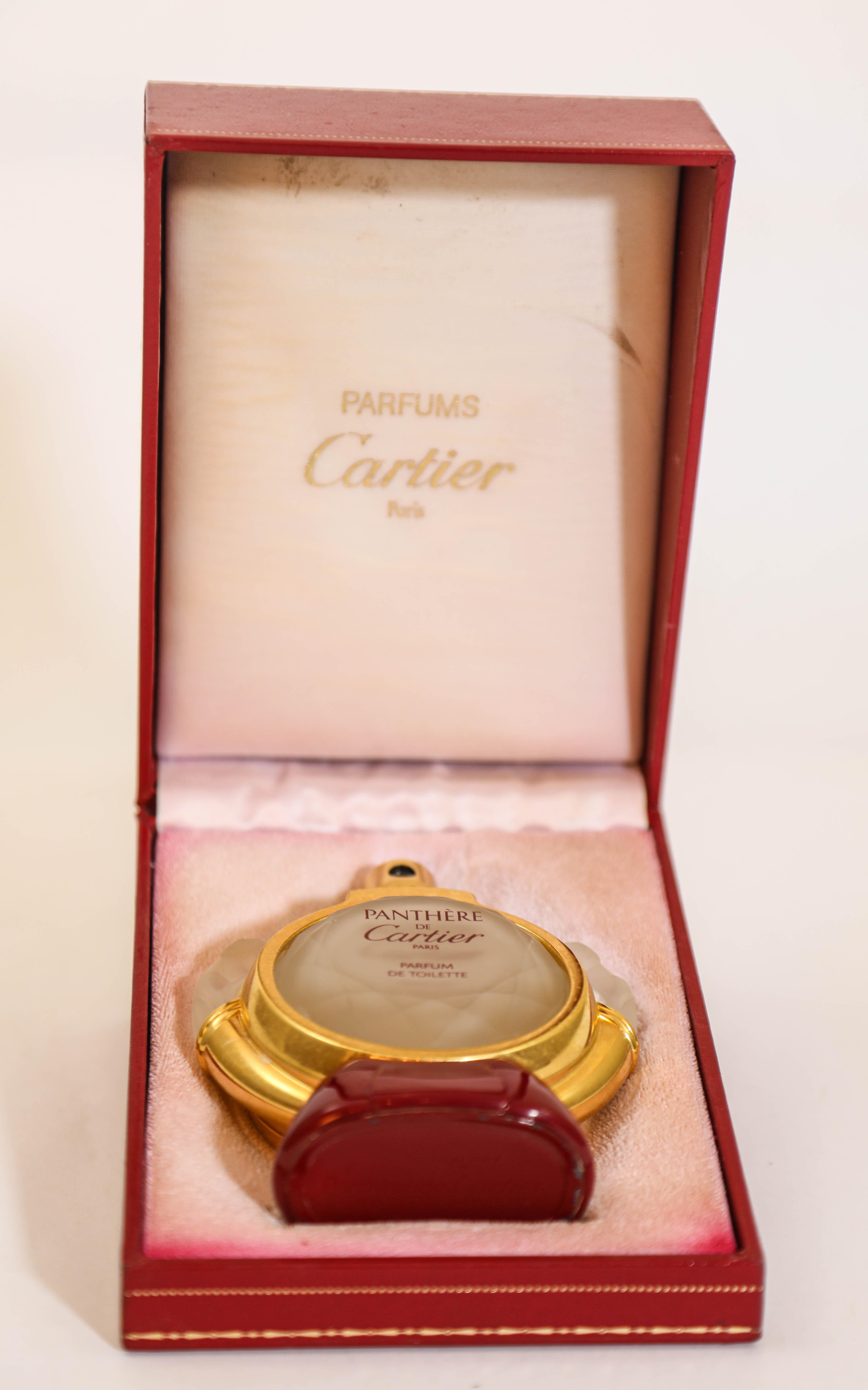 Rosso Bottiglia di profumo vintage da collezione Panthere de Cartier in scatola originale Art Deco in vendita