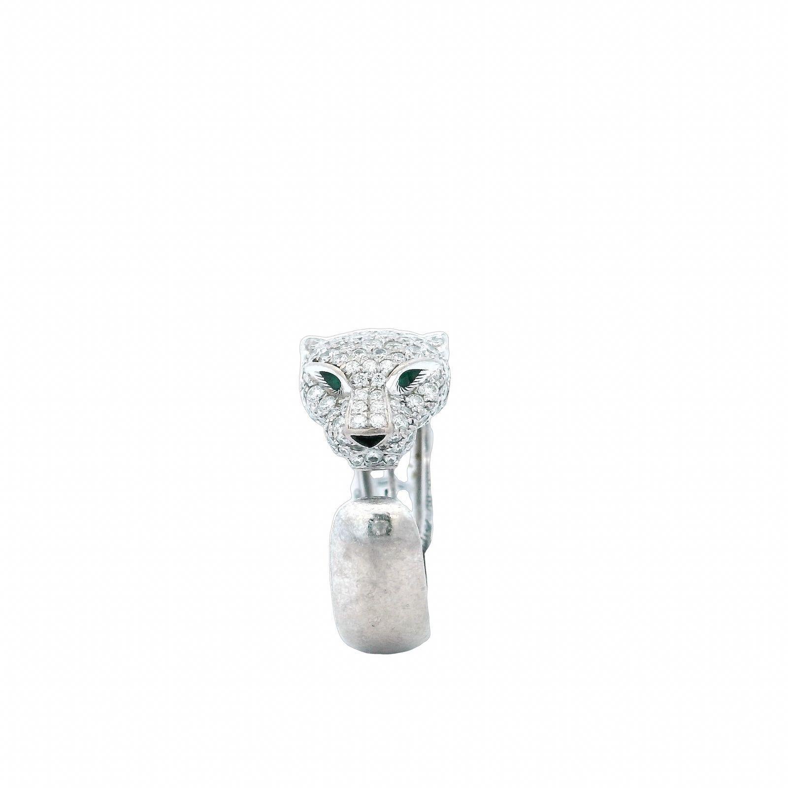 Women's Panthère de Cartier Diamond 18 Karat White Gold Cocktail Ring For Sale