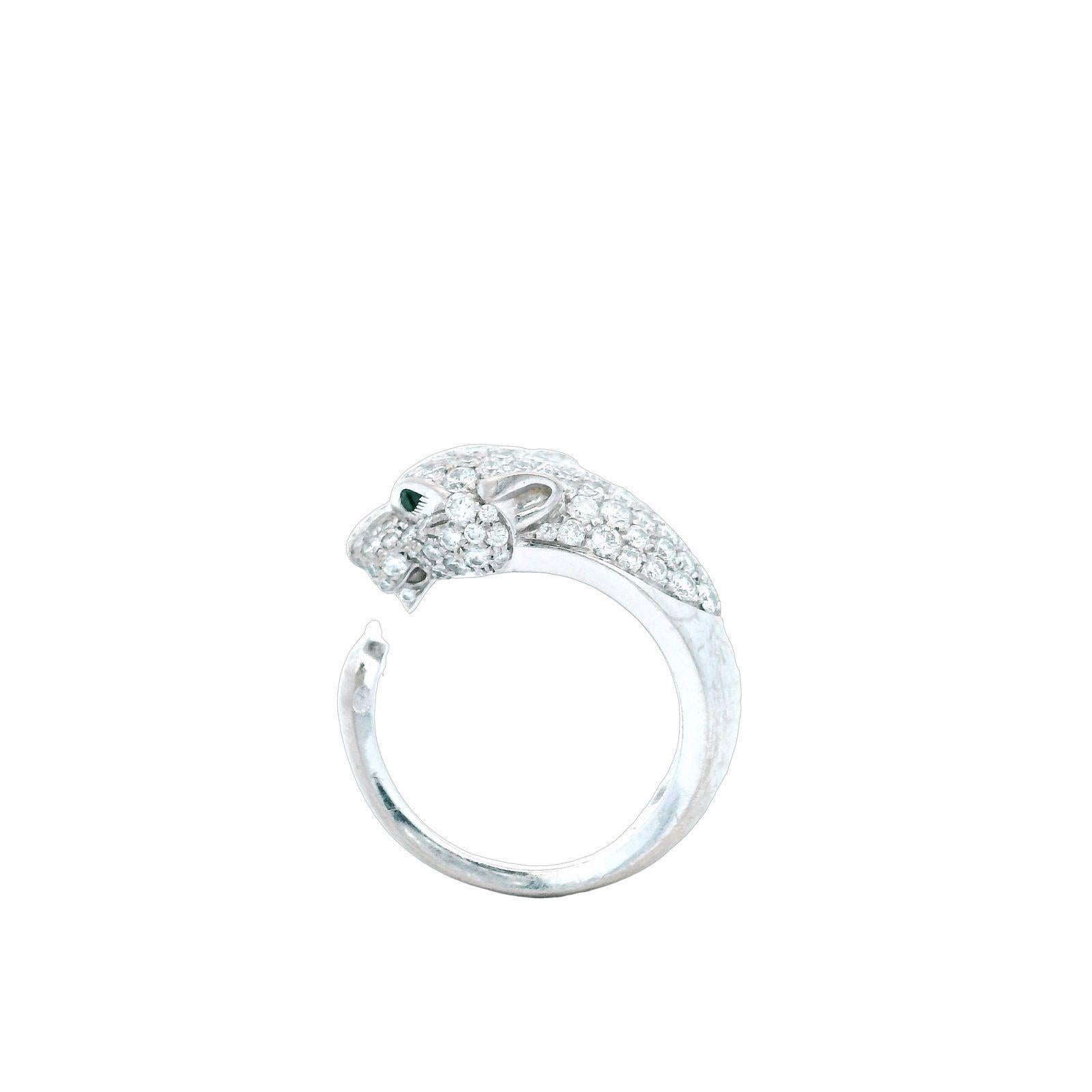 Panthère de Cartier Diamond 18 Karat White Gold Cocktail Ring For Sale 1