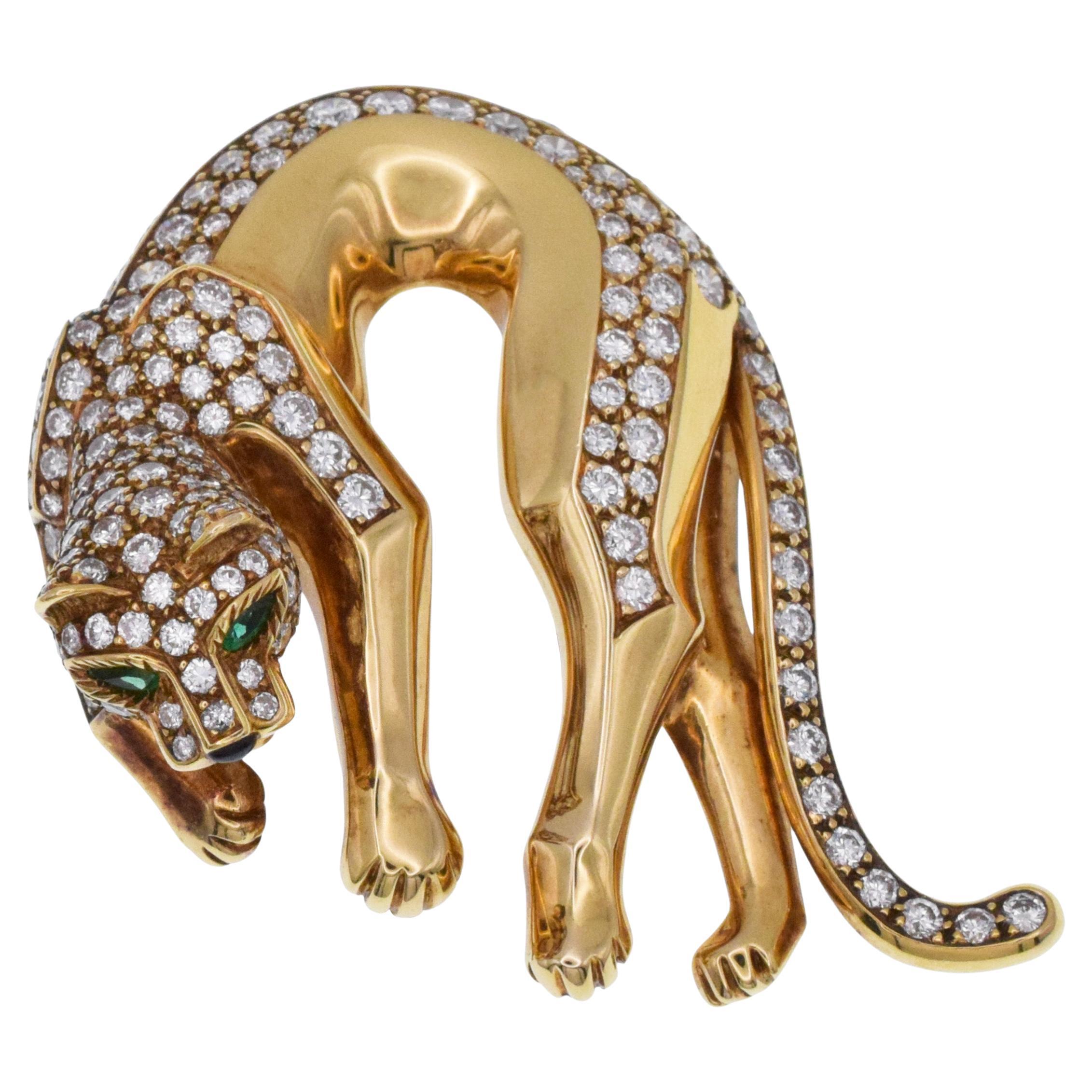 Panthère de Cartier!  Diamond and Emerald Brooch