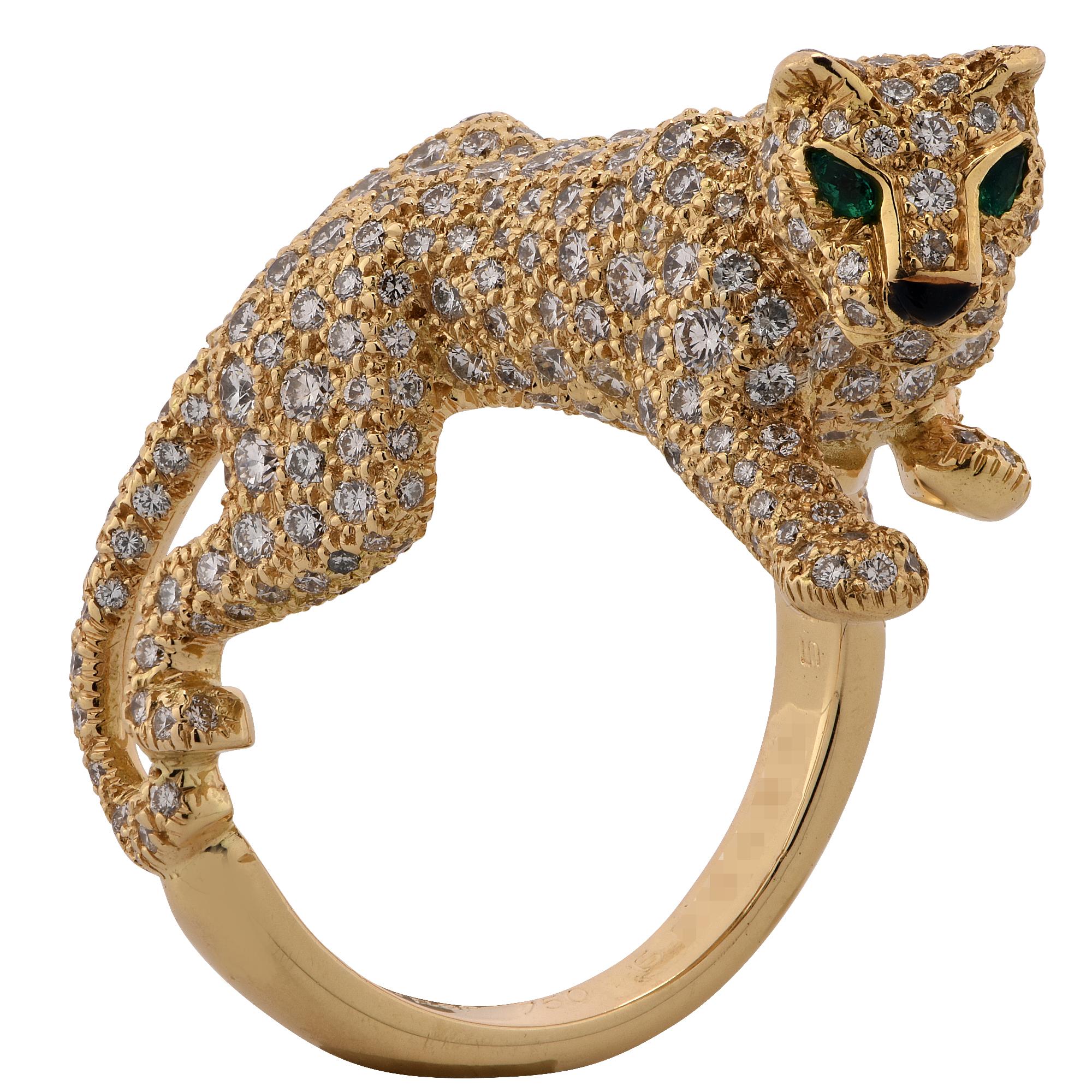 Panthere De Cartier Diamond and Yellow Gold Ring