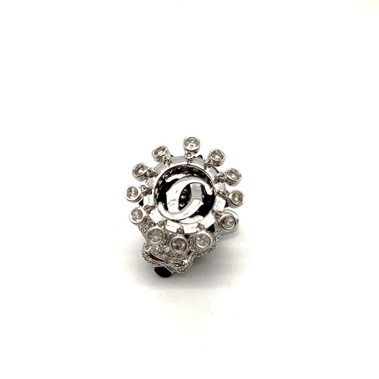 PANTHERE DE CARTI SILVER DIAMOND DROP EARRINGS