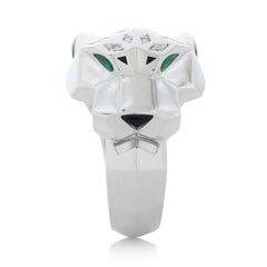 Panthere De Cartier Diamond, Emerald and Onyx Ring in 18k White Gold