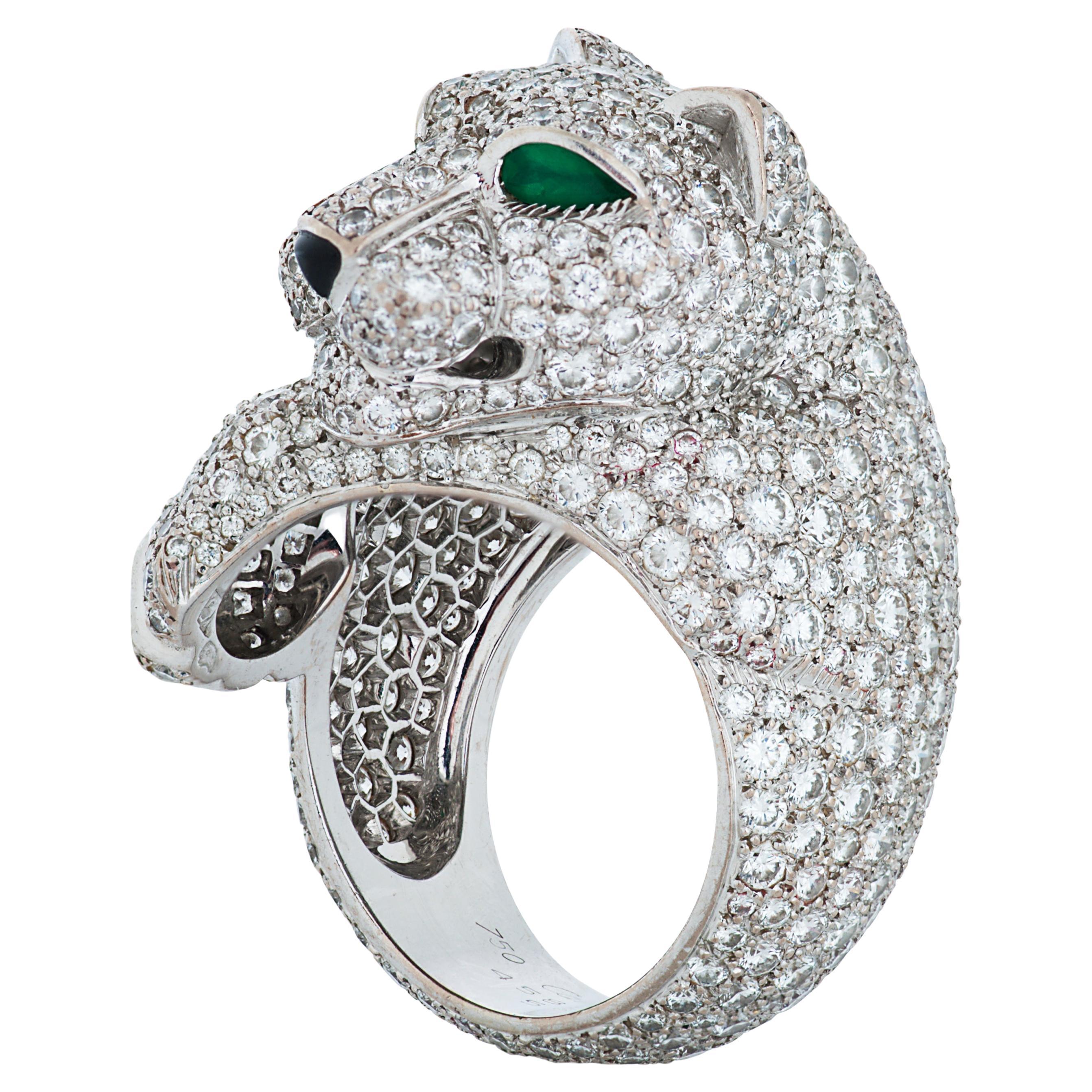 Cartier 18k Yellow Gold Panthere Head Solid Design Spotted Lacquer