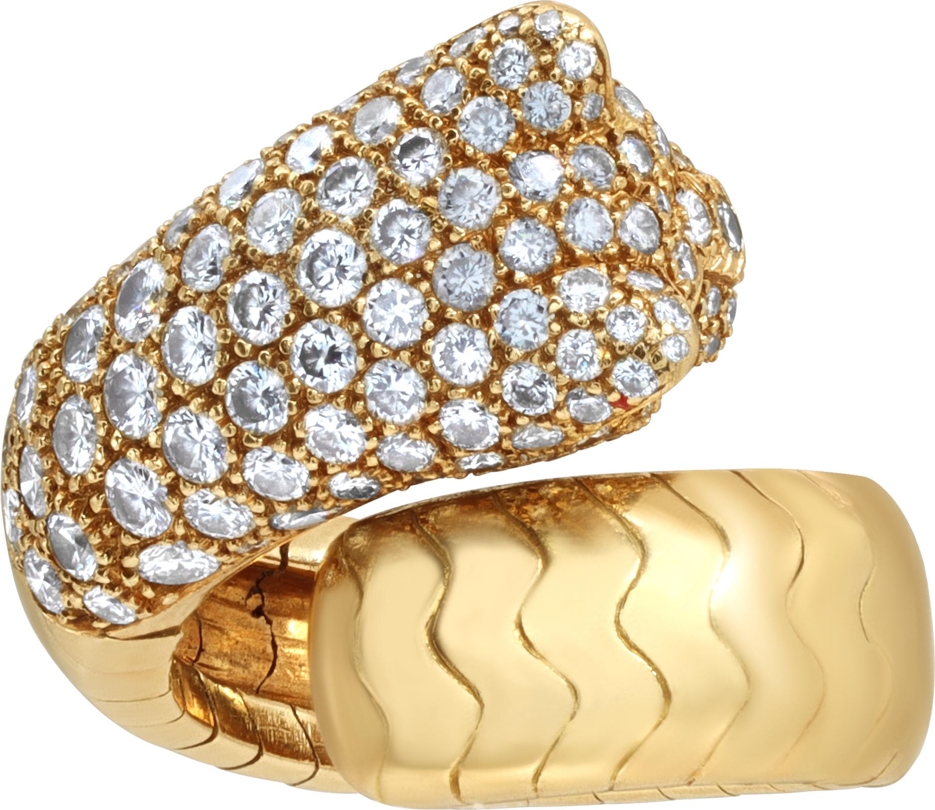 Women's Panthère de Cartier Diamond Emerald Yellow Gold Ring For Sale