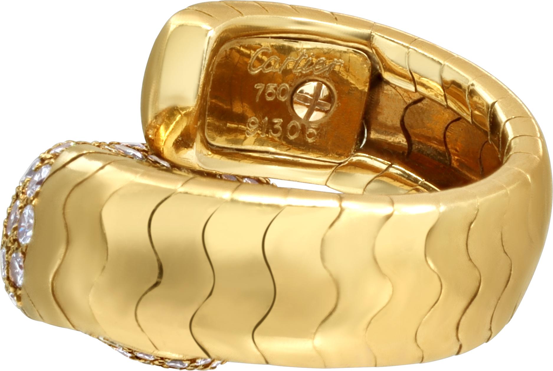 Panthère de Cartier Diamond Emerald Yellow Gold Ring For Sale 1
