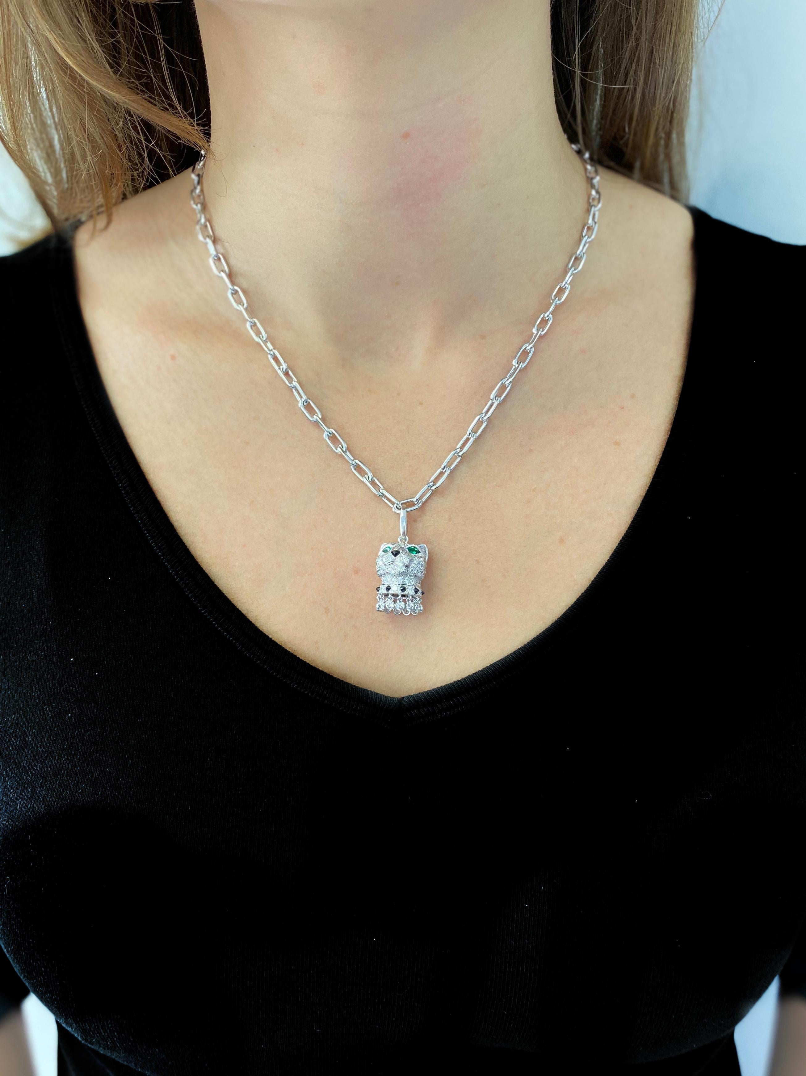 Women's or Men's Panthère De Cartier Diamond Necklace For Sale
