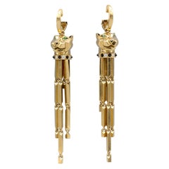 Panthere de Cartier Diamond Onyx and 18 Karat Gold Drop Earrings