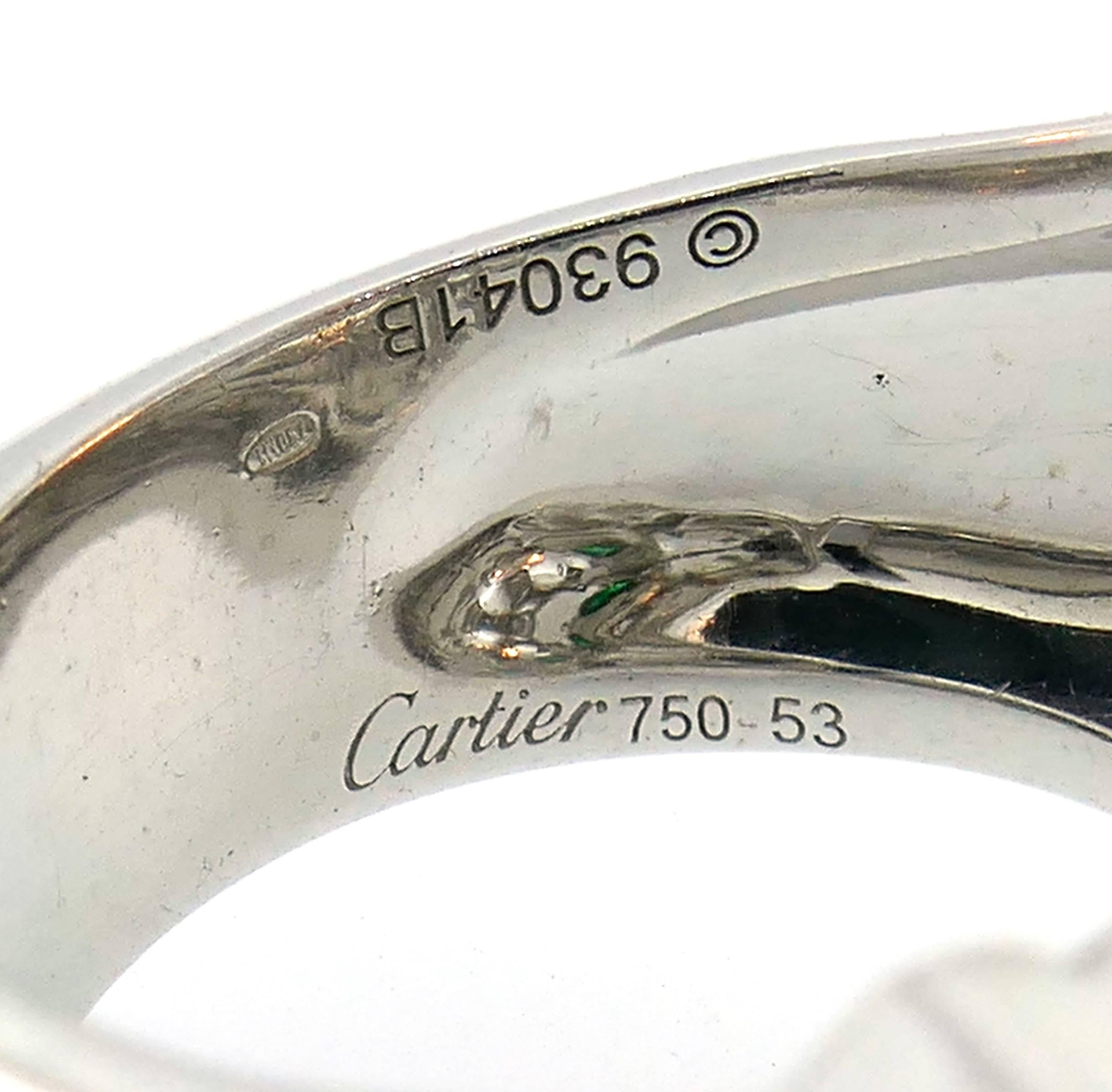 Panthere de Cartier Diamond White Gold Ring Black Onyx Emerald 2