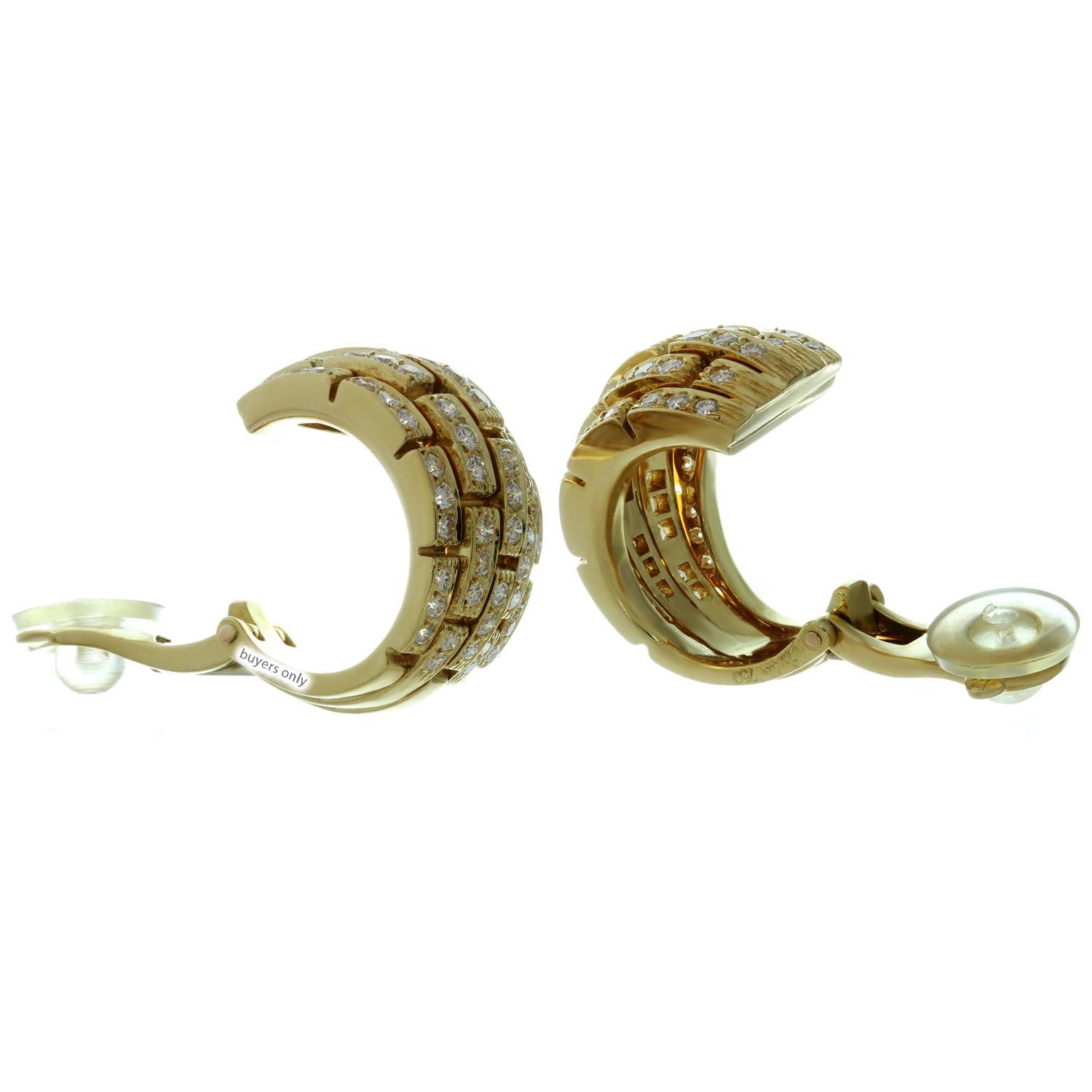 Panthere de Cartier Diamond Yellow Gold Wrap Earrings In Excellent Condition In New York, NY