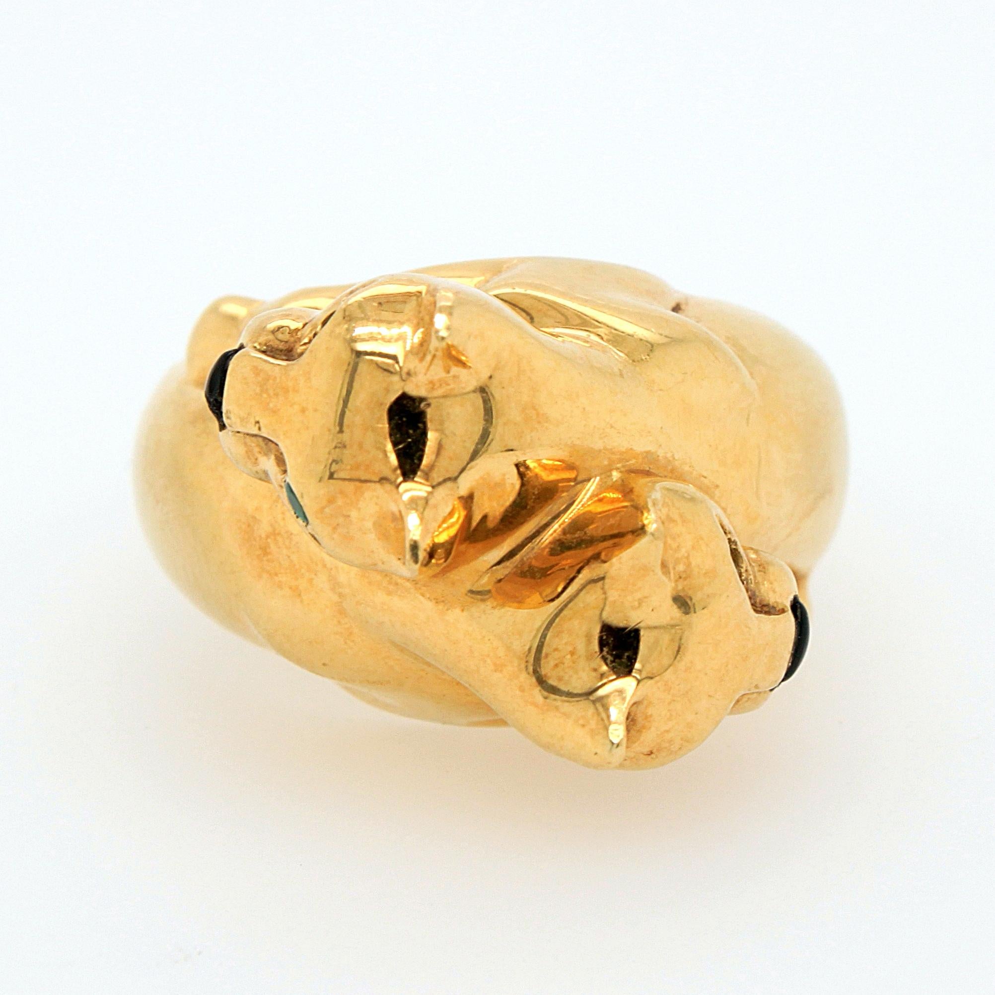 Women's Panthère de Cartier Emerald and Onyx 18 Karat Gold Ring