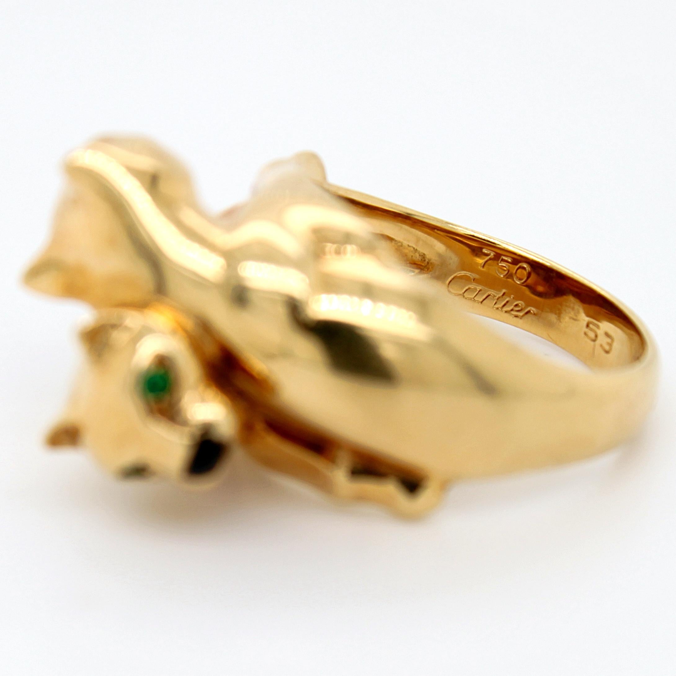 Panthère de Cartier Emerald and Onyx 18 Karat Gold Ring 1