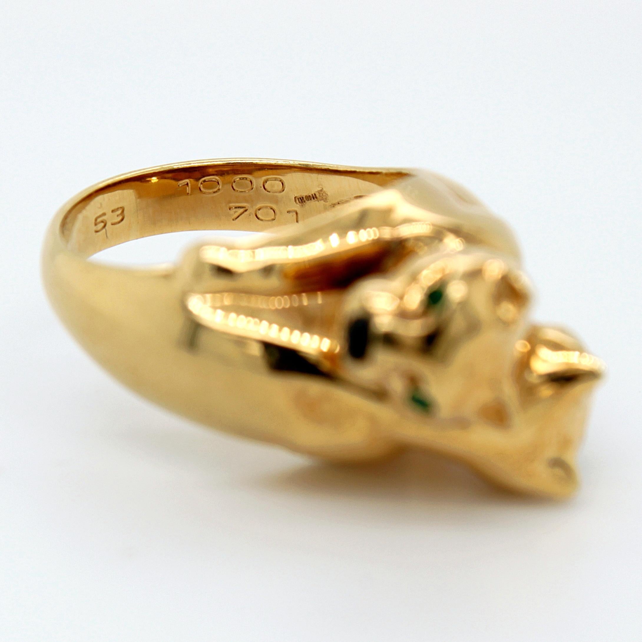 Panthère de Cartier Emerald and Onyx 18 Karat Gold Ring 2