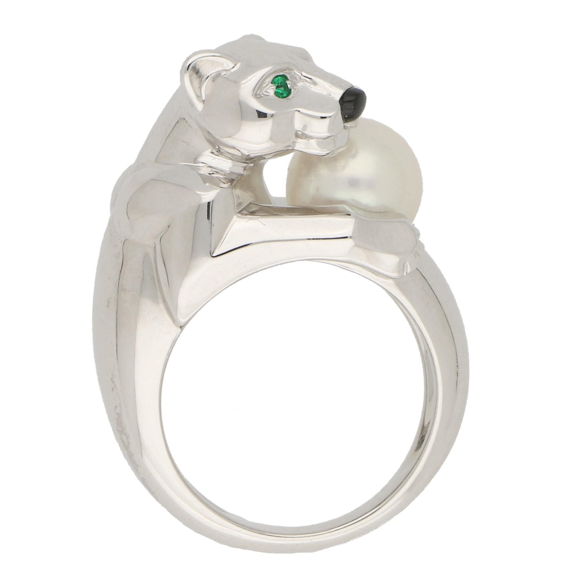 cartier panther ring with pearl