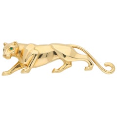 Panthère De Cartier Emerald Eyed Panther Brooch Set in 18 Karat Yellow Gold