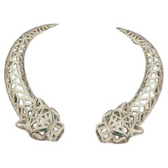 Panthère de Cartier necklace  19ct diamonds and emeralds with box and papers