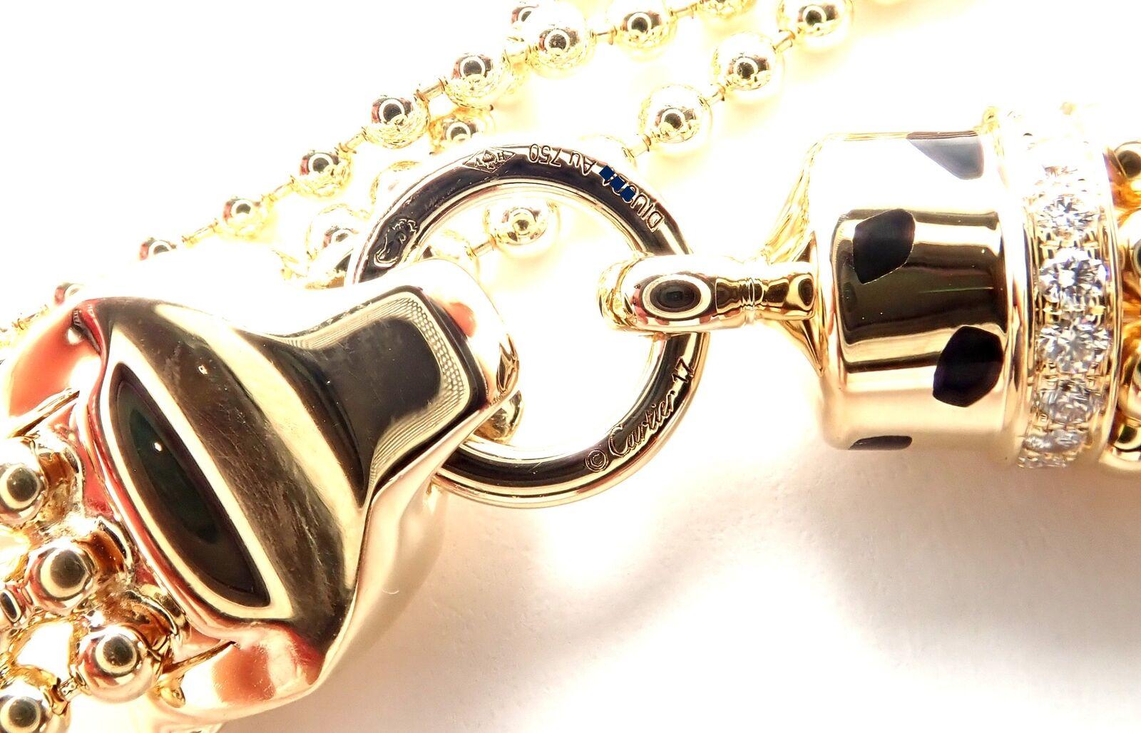 Women's or Men's Panthere De Cartier Panther Diamond Tsavorite Onyx Yellow Gold Bracelet For Sale