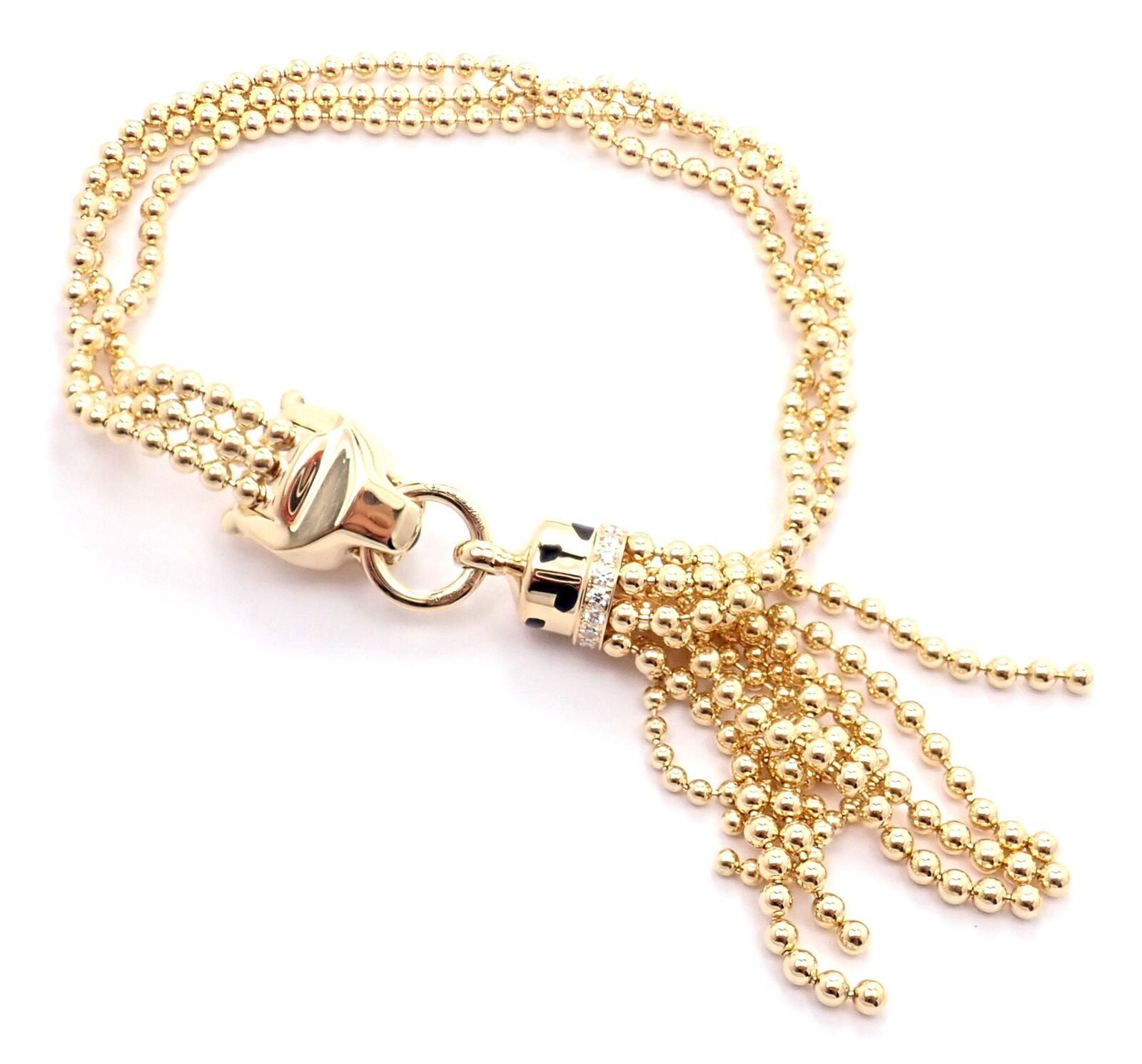 Panthere De Cartier Panther Diamond Tsavorite Onyx Yellow Gold Bracelet For Sale 1