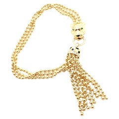 Panthere De Cartier Panther Diamond Tsavorite Onyx Yellow Gold Bracelet