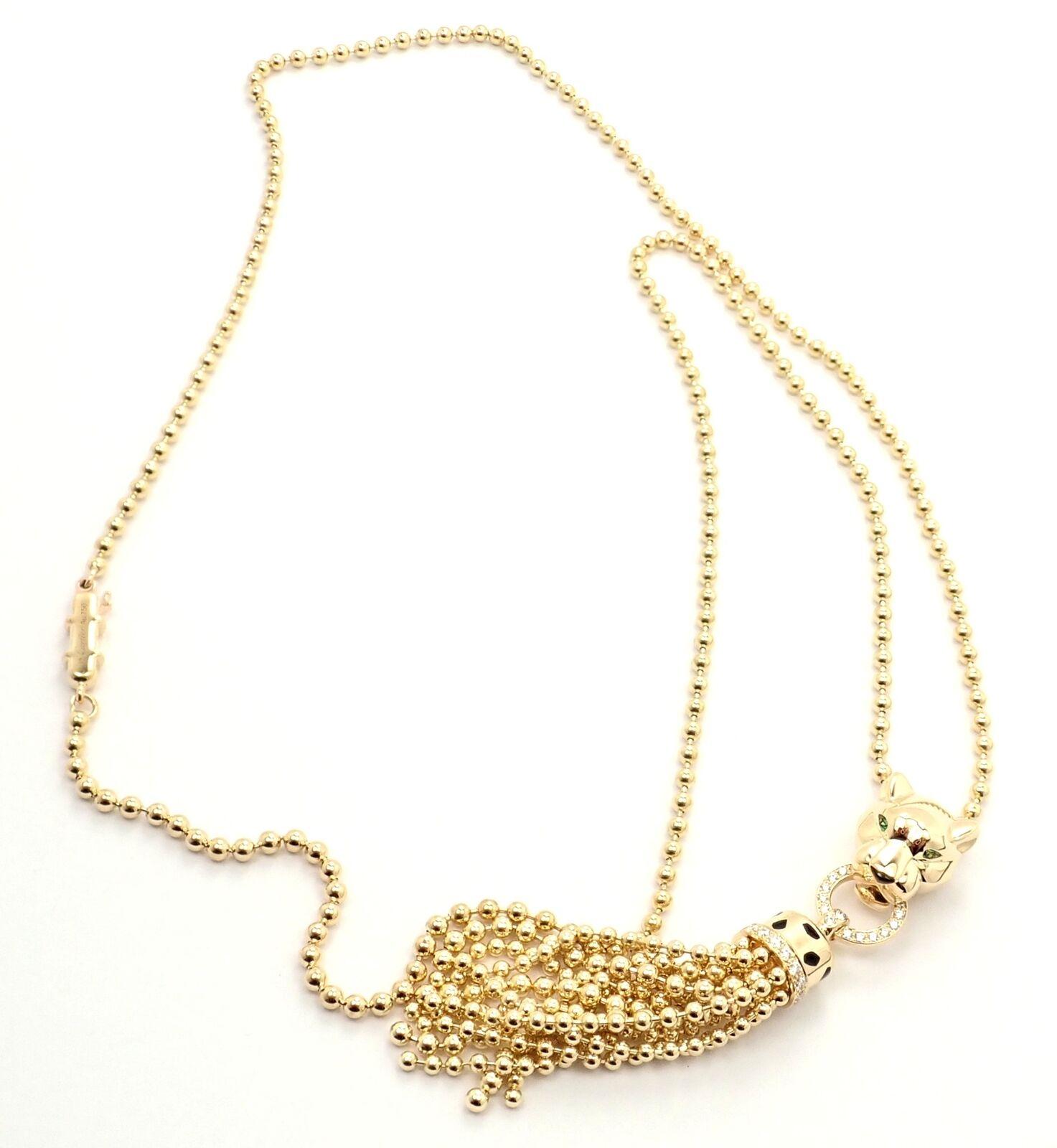 Panthere De Cartier Halskette aus Gelbgold mit Panther-Diamant und Tsavorit (Brillantschliff)