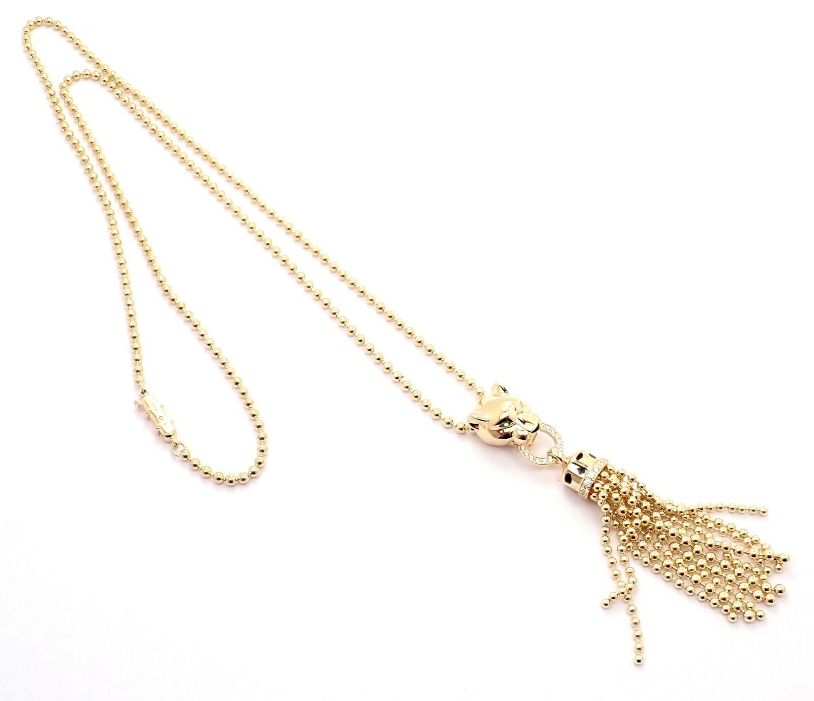 Panthere De Cartier Halskette aus Gelbgold mit Panther-Diamant und Tsavorit für Damen oder Herren