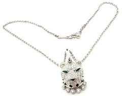 Panthere de Cartier Panther Head Diamond Emerald Onyx Pendant Necklace