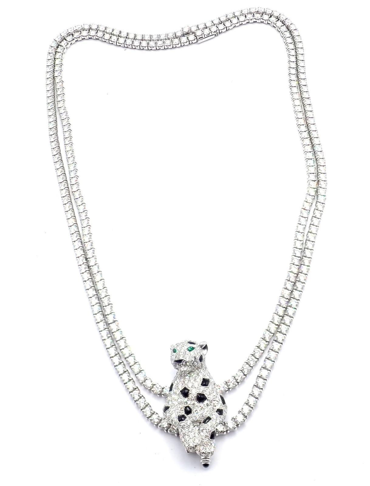 Collana Panthere de Cartier Panther Multi-Wear Paved Diamond Onyx in oro bianco in vendita 9