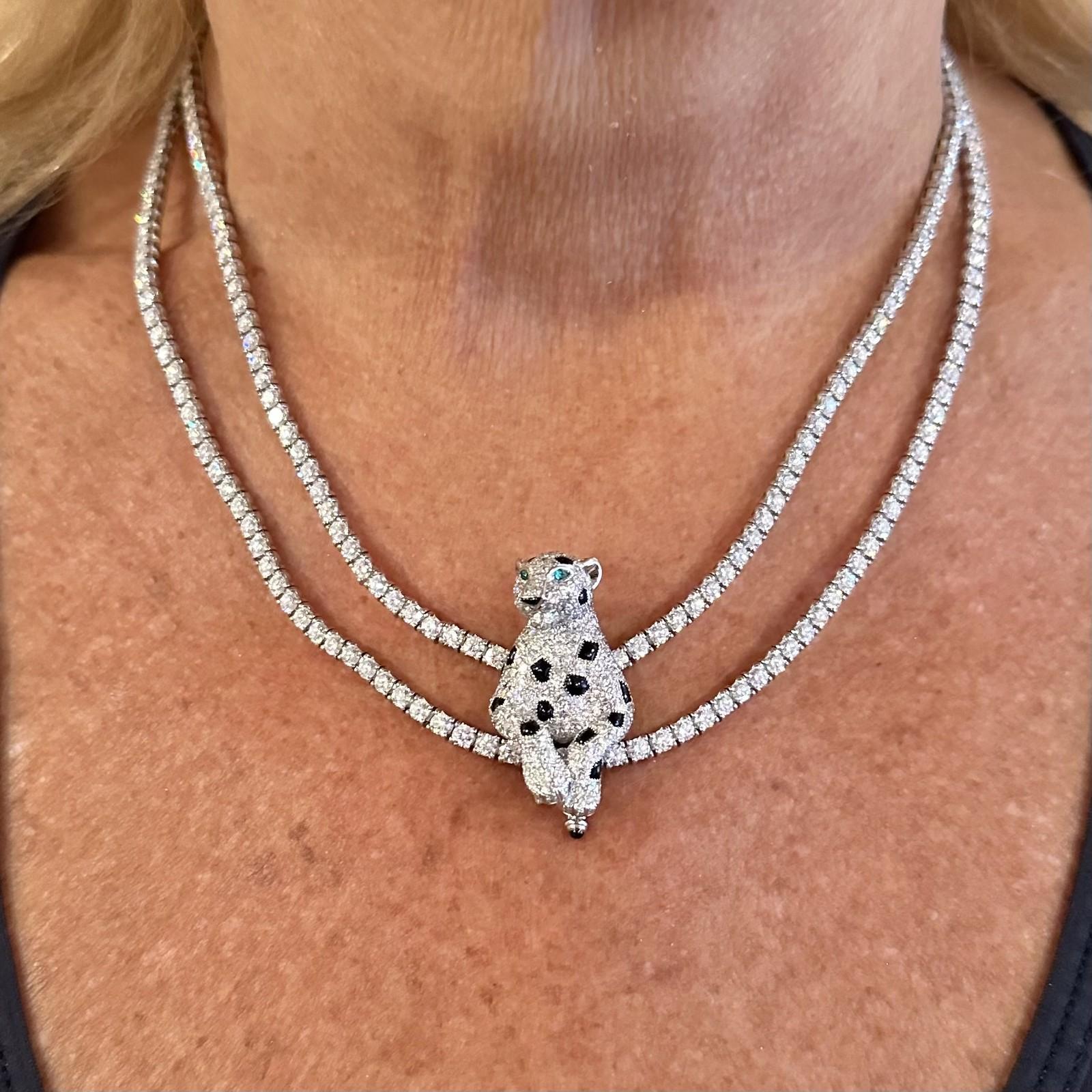 Collana Panthere de Cartier Panther Multi-Wear Paved Diamond Onyx in oro bianco in vendita 11